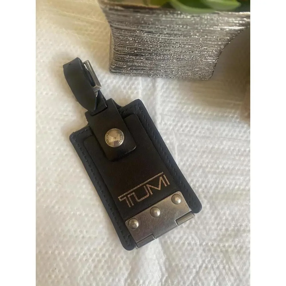 TUMI Black Leather Luggage Tag